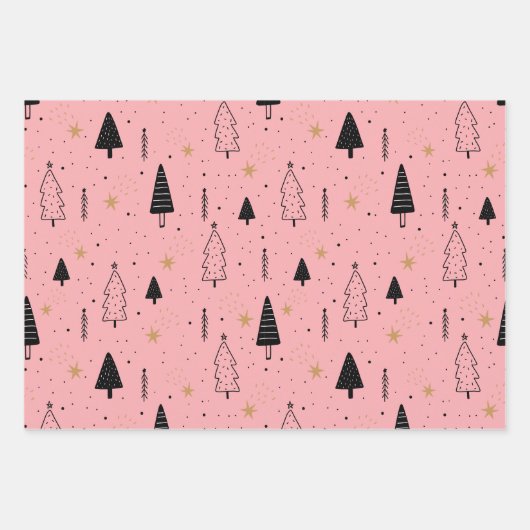 Heb jezelf een vrolijk kerstfeest zwart/roze inpakpapier vel (Voorkant 3)