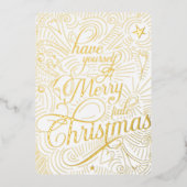 Heb jezelf een vrolijk klein kerstfeest geïllustre folie uitnodiging (Voorkant)