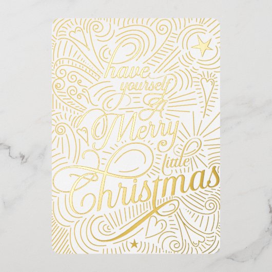 Heb jezelf een vrolijk klein kerstfeest geïllustre folie uitnodiging (Voorkant)