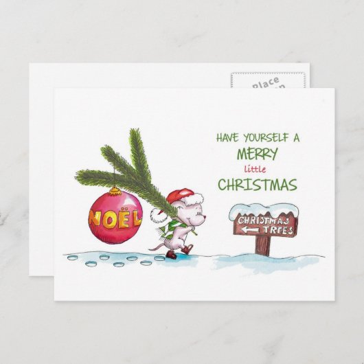 Heb jezelf een vrolijk klein kerstfeest - Hand get Feestdagenkaart (Voorkant / Achterkant)