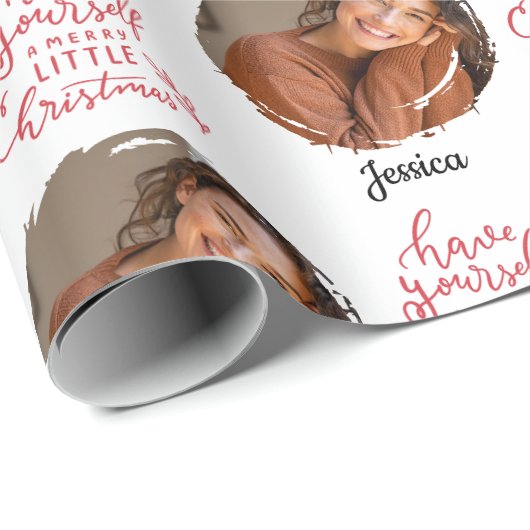 Heb jezelf een vrolijk klein kerstfoto naam cadeaupapier (Rol Hoek)