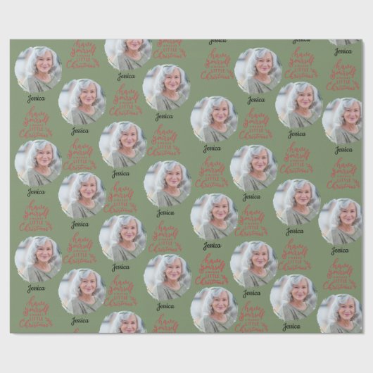 Heb jezelf een vrolijk klein kerstfoto naam cadeaupapier (Vlak)