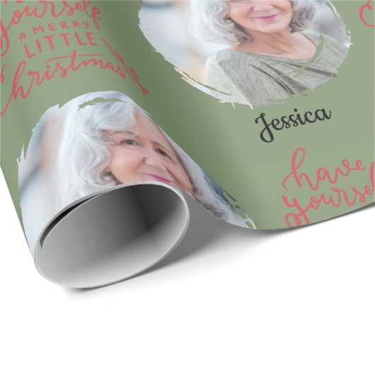 Heb jezelf een vrolijk klein kerstfoto naam cadeaupapier (Rol Hoek)