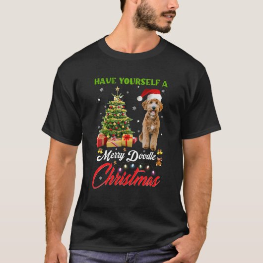 Heb jezelf een vrolijke doedel kerst goldendoodl t-shirt (Voorkant)