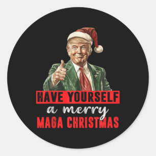 Heb jezelf een vrolijke kerst grappige Trump Chris Ronde Sticker