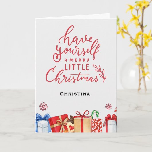 Heb jezelf een vrolijke kleine kerstnaam kaart (Gele Bloem)