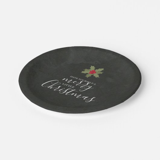 Heb jezelf vrolijke kleine kerst Holly krans Papieren Bordje (Gekanteld)
