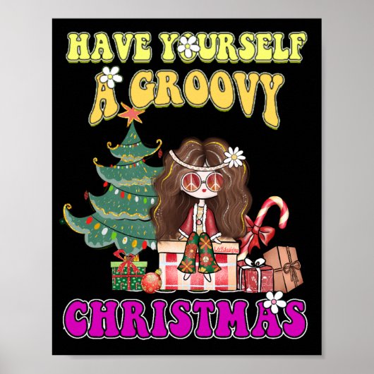 HEB JULLIE EEN GROOVY CHRISTMAS grappig 70-stijl Poster (Voorkant)