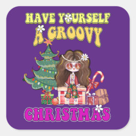 HEB JULLIE EEN GROOVY CHRISTMAS grappig 70-stijl Vierkante Sticker