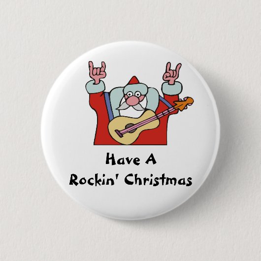 Heb Kerstmis Rockin Ronde Button 5,7 Cm (Voorkant)