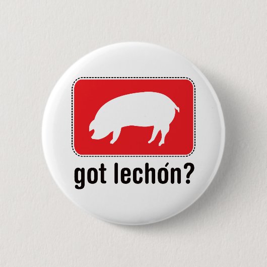 Heb Lechon - Red Ronde Button 5,7 Cm (Voorkant)