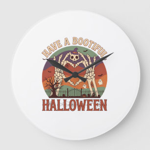 Heb Leuk Halloween Skelet Handen Kat Schedel W Grote Klok
