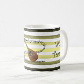 Heb Mandolin ~ Will Travel ~ Musical Stripes ~ Koffiemok (Voorkant rechts)