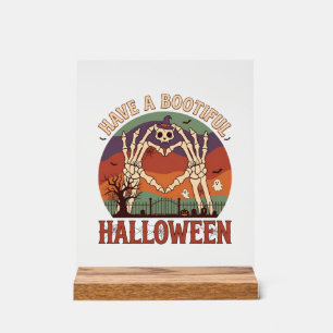 Heb Mooie Halloween Skelet Handen Kat Schedel W Acryl Bord