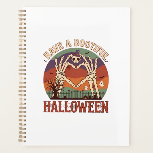 Heb Mooie Halloween Skelet Handen Kat Schedel W Planner (Voorkant)