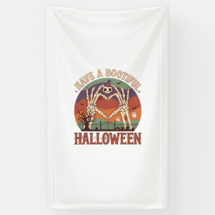 Heb Mooie Halloween Skelet Handen Kat Schedel W Spandoek