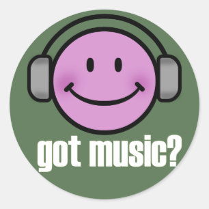 HEB MUZIEK GLIMLACH RONDE STICKER