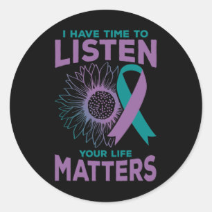 Heb tijd om te luisteren naar Suicide Awareness Co Ronde Sticker