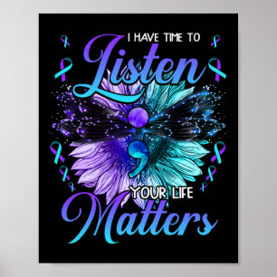 Heb tijd om te luisteren naar zelfmoordpreventie b poster