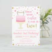 Heb uw Cake en eet het twee Uitnodiging uit (Staand voorkant)