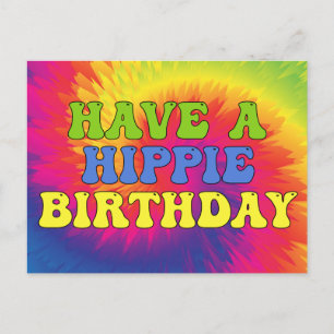 Heb verjaardag hippie tie-dye leuk gekleurd 70s briefkaart