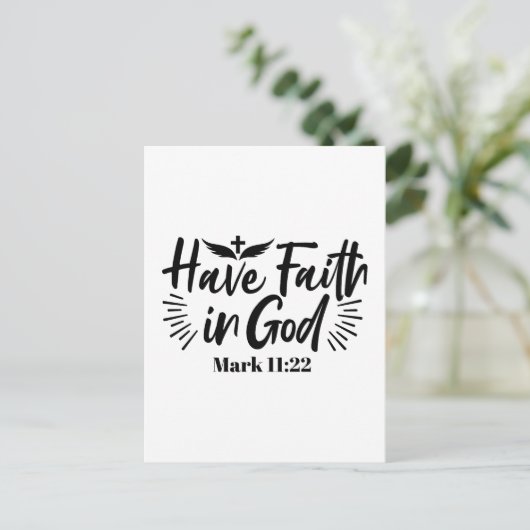 Heb vertrouwen in God Marcus 11:22 Inspirerend quo Briefkaart (Staand voorkant)