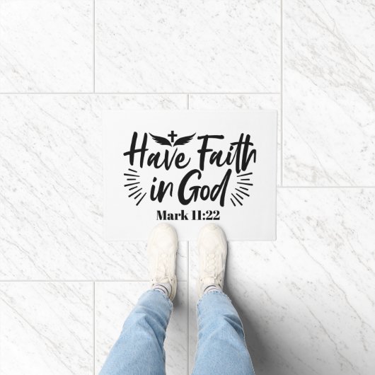 Heb vertrouwen in God Marcus 11:22 Inspirerend quo Deurmat (Binnen)