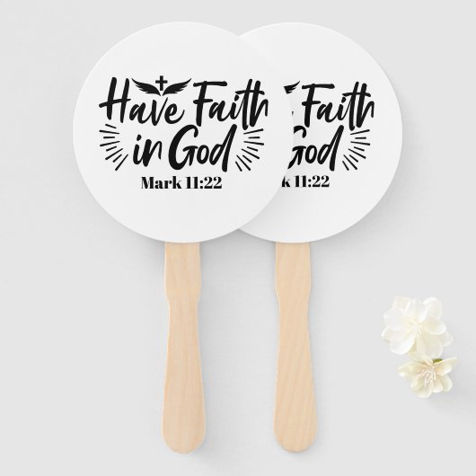 Heb vertrouwen in God Marcus 11:22 Inspirerend quo Handwaaier (Voorkant en achterkant)