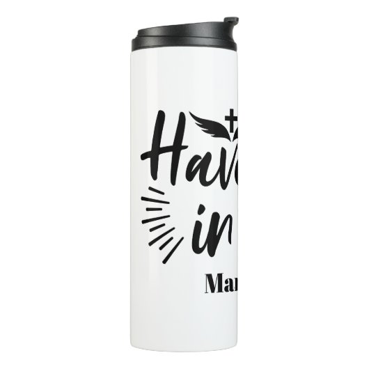 Heb vertrouwen in God Marcus 11:22 Inspirerend quo Thermosbeker (Gedraaid links)