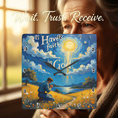 Heb vertrouwen in God Vierkante Klok