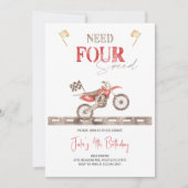 Heb VIER Speed Dirt Bike Verjaardag uitnodiging no (Voorkant)
