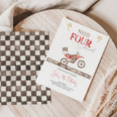 Heb VIER Speed Dirt Bike Verjaardag uitnodiging no