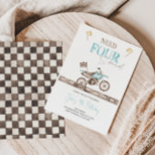 Heb VIER Speed Dirt Bike Verjaardag uitnodiging no