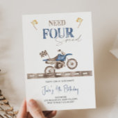 Heb VIER Speed Dirt Bike Verjaardag uitnodiging no