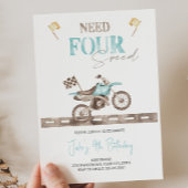 Heb VIER Speed Dirt Bike Verjaardag uitnodiging no