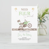 Heb VIER Speed Dirt Bike Verjaardag uitnodiging no (Staand voorkant)