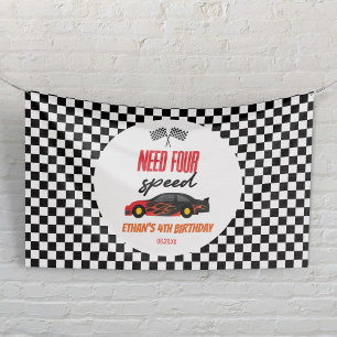 Heb vier versnellingen rode raceauto 4de verjaarda spandoek