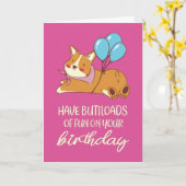 Heb vlinderbloemige Corgi Dog Birthday Kaart (Gele Bloem)
