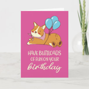 Heb vlinderbloemige Corgi Dog Birthday Kaart