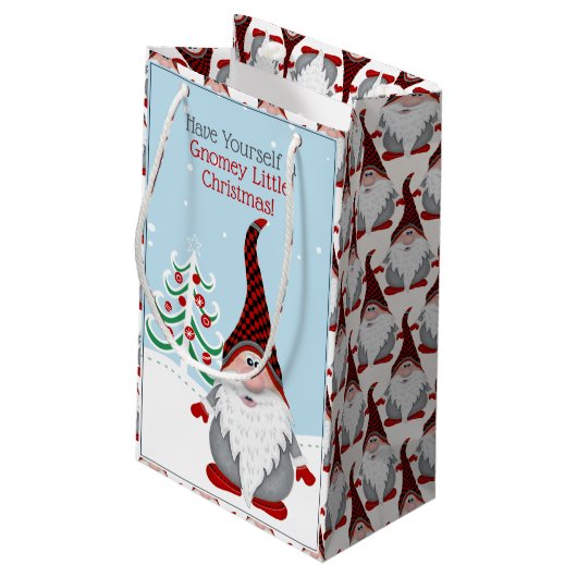 Heb zelf een Gnomey Red Gnome Kerstmis Klein Cadeauzakje (Achterkant Gekanteld)