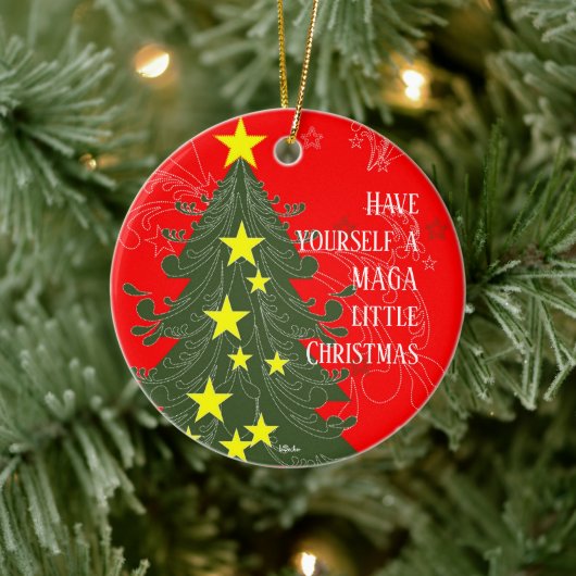 Heb zelf een MAGA Little Christmas Patriotic Keramisch Ornament (Boom)