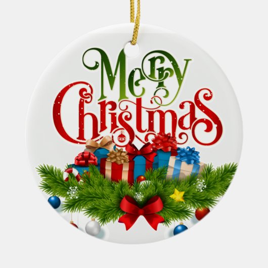 Heb zelf een "MERRY CHRISTMAS"-sieraad Keramisch Ornament (Voorkant)