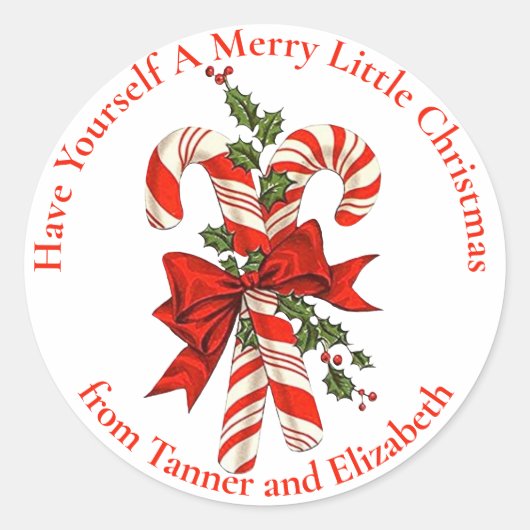 Heb zelf een vrolijk snoepriet kerst gewoonte ronde sticker (Voorkant)