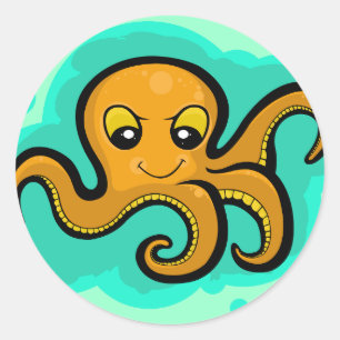 Heba de Octopus Character Ronde Sticker
