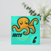 Heba de uitnodiging van de Octopus Custom Birthday (Staand voorkant)