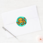Heba het Octopus Karakter Ronde Sticker (Envelop)