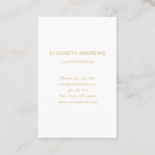 Hebamme, Storch schlicht-moderne Visitenkarte Visitekaartje (Achterkant)