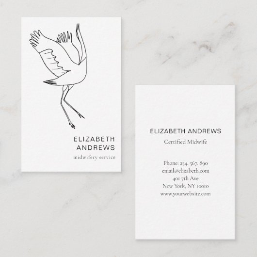 Hebamme, Storch schlicht-moderne Visitenkarte Visitekaartje (Voorkant / Achterkant)