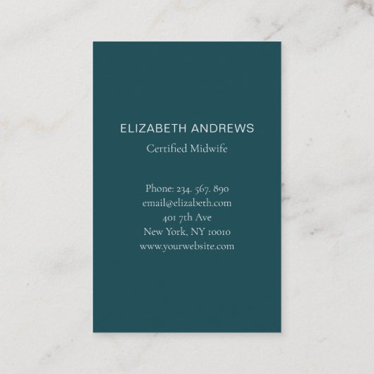 Hebamme, Storch schlicht-moderne Visitenkarte Visitekaartje (Achterkant)