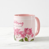 Hebben een Cuppa Waterverf roze Hydrangea Mok (Voorkant rechts)